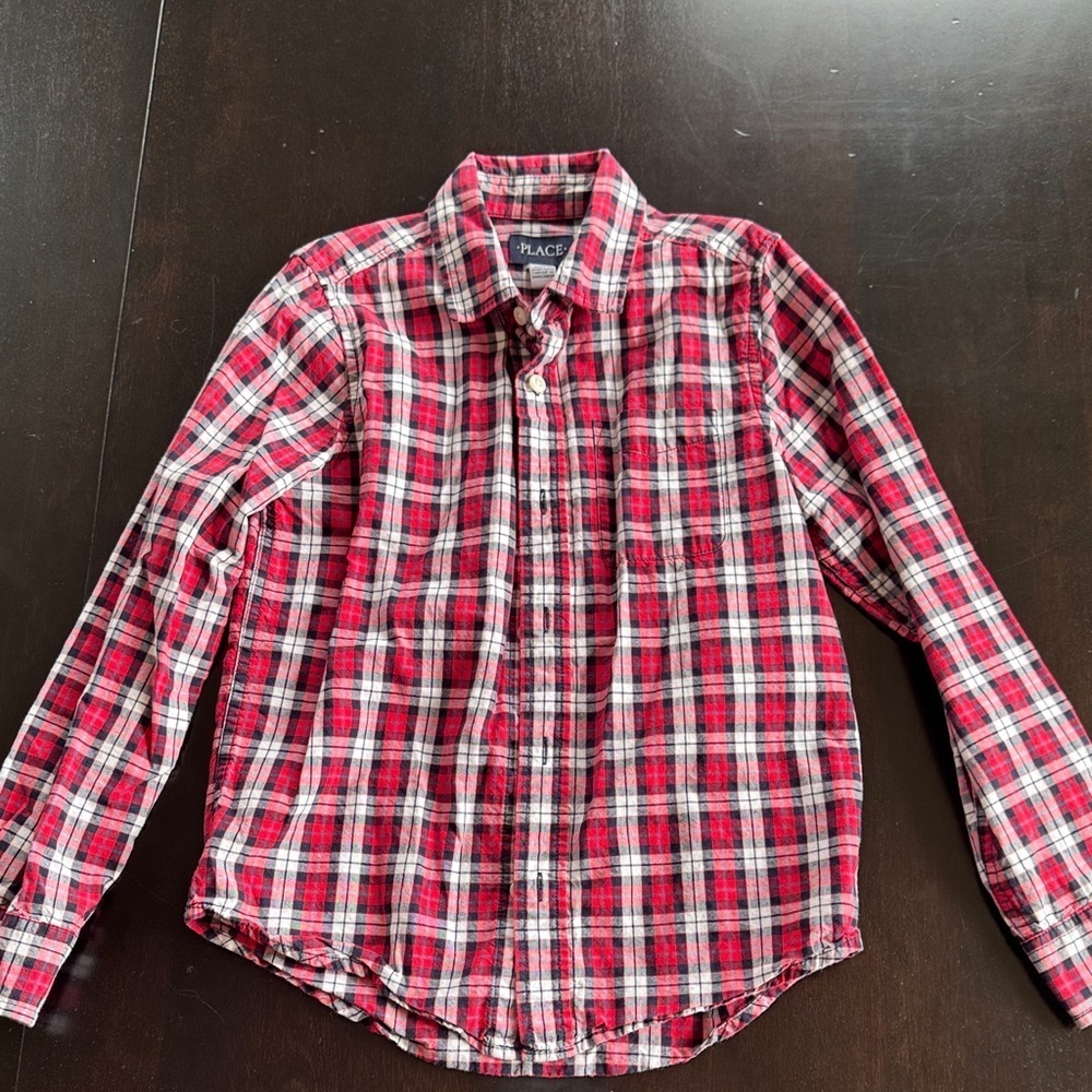 The Children's Place Red and White Checkered Button-Down Shirt